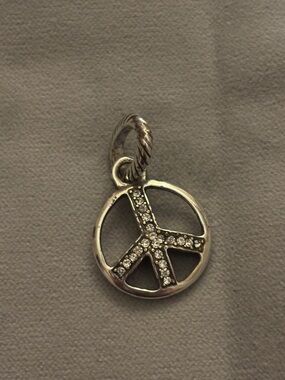 Brighton Crystal Peace Sign Pendant - Silver Tone